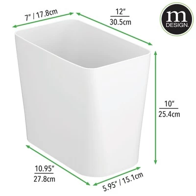 MDesign Rectangular Trash Can Wastebasket, Garbage Bin - Plastic - Image 2