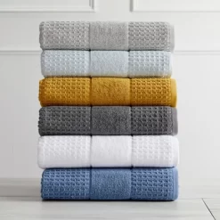 Market & Place Cotton Quick Dry Waffle Weave 4-Pack Bath Towel Set
