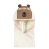 Hudson Baby Infant Girl Cotton Animal Face Hooded Towel, Boho Bear, One Size