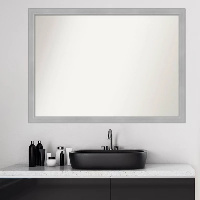 41" X 30" Non-Beveled Vista Brushed Nickel Narrow Bathroom Wall Mirror - Amanti Art - Image 8