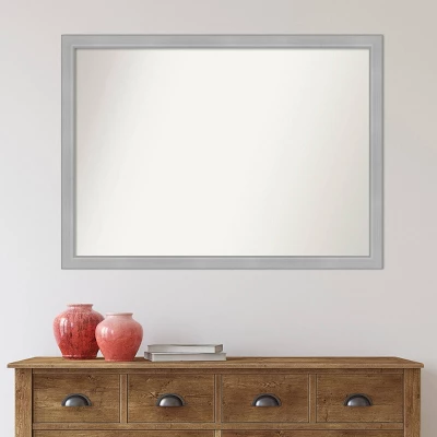 41" X 30" Non-Beveled Vista Brushed Nickel Narrow Bathroom Wall Mirror - Amanti Art - Image 6