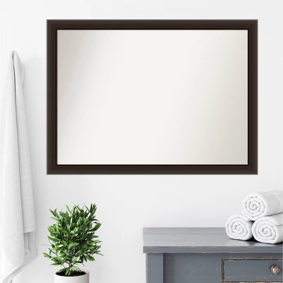 42" X 31" Non-Beveled Romano Espresso Narrow Wood Bathroom Wall Mirror - Amanti Art - Image 6