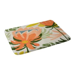 Oranges Flowers Rain Summer Floral Memory Foam Bath Mat - Deny Designs