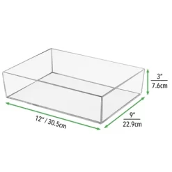 MDesign Plastic Bathroom Vanity Storage Organizer Tray Holder - Clear