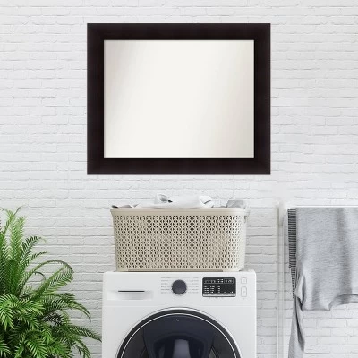 34" X 28" Non-Beveled Portico Espresso Wood Bathroom Wall Mirror - Amanti Art - Image 7