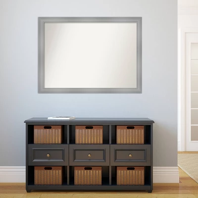 42" X 31" Non-Beveled Flair Bathroom Wall Mirror Polished Nickel - Amanti Art - Image 4