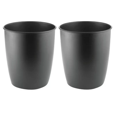 MDesign Round Metal Trash Can Wastebasket, Garbage Container, 2 Pack - Image 8