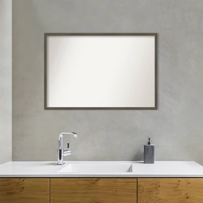 38" X 26" Non-Beveled Svelte Clay Gray Wood Bathroom Wall Mirror - Amanti Art - Image 7