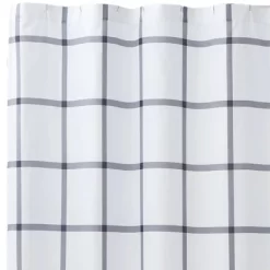 Printed Windowpane Shower Curtain White/Charcoal - Truly Soft