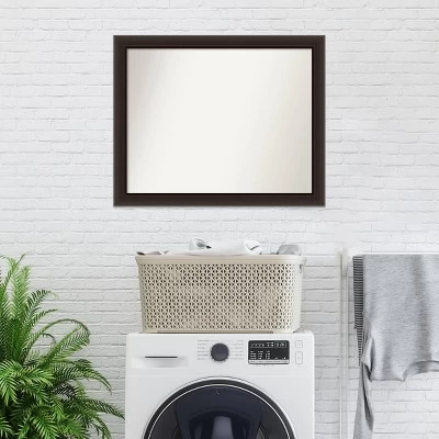 32" X 26" Non-Beveled Romano Espresso Narrow Wood Bathroom Wall Mirror - Amanti Art - Image 8