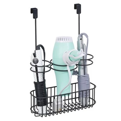 MDesign Over Cabinet Door Hair Care & Styling Tool Storage Basket - Image 9
