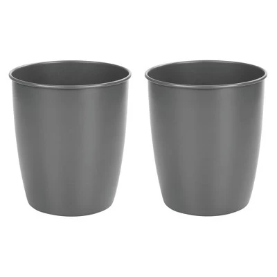 MDesign Round Metal Trash Can Wastebasket, Garbage Container, 2 Pack - Image 9