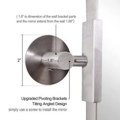 ANDY STAR Modern Decorative 22 X 34 Inch Rectangle Wall Mounted Hanging Bathroom Vanity Mirror With Stainless Steel Metal Frame, Brushed Nickel