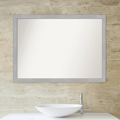 41" X 30" Non-Beveled Vista Brushed Nickel Narrow Bathroom Wall Mirror - Amanti Art - Image 5