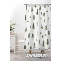 Gabriela Fuente Winter Forest Shower Curtain Green - Deny Designs