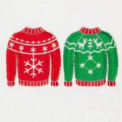 2pk Sweaters Holiday Hand Towel Set White - Linum Home Textiles