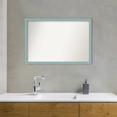 38" X 26" Non-Beveled Sky Blue Rustic Wood Bathroom Wall Mirror - Amanti Art - Image 8