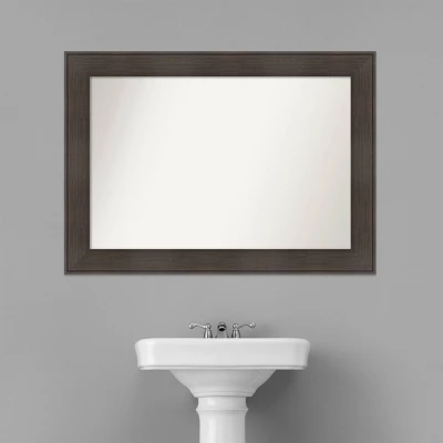 42" X 30" Non-Beveled William Rustic Woodgrain Bathroom Wall Mirror - Amanti Art - Image 8