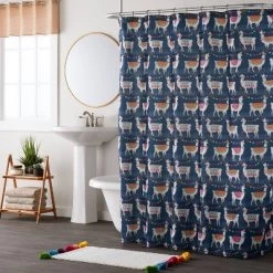 Alotta Llamas Fabric Shower Curtain Blue - SKL Home