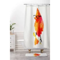 Punk Bird Shower Curtain Tangerine - Deny Designs