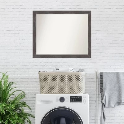31" X 25" Non-Beveled Woodridge Rustic Gray Wood Bathroom Wall Mirror - Amanti Art - Image 8