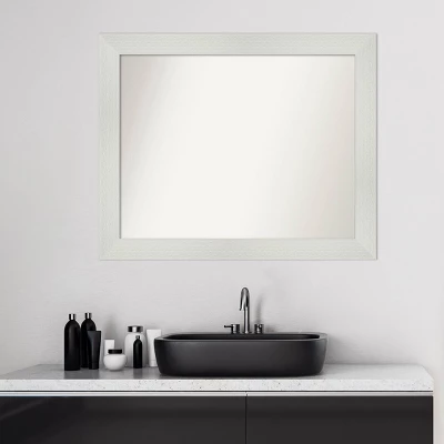 33" X 27" Non-Beveled Mosaic Bathroom Wall Mirror White - Amanti Art - Image 7