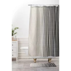 Vertical Lines Memory Foam Bath Mat Black - Deny Designs