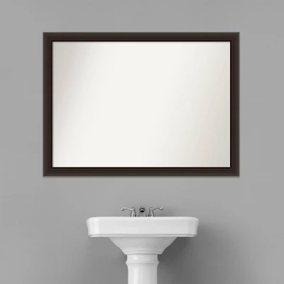 42" X 31" Non-Beveled Romano Espresso Narrow Wood Bathroom Wall Mirror - Amanti Art - Image 5