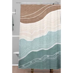 Marta Barragan Camarasa Modern Beach Abstract II Shower Curtain Blue/Brown - Deny Designs