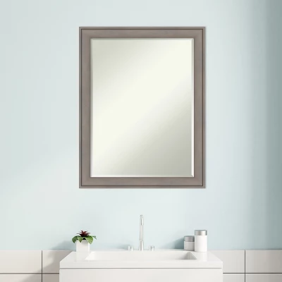 Amanti Art Greywash Petite Bevel Wood Bathroom Wall Mirror 27.5 X 21.5 In. - Image 4