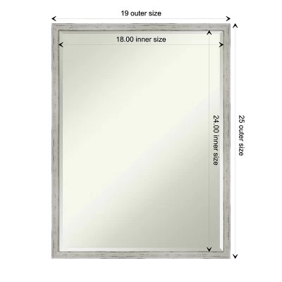 Amanti Art Shiplap White Narrow Petite Bevel Wood Bathroom Wall Mirror 25 X 19 In. - Image 3