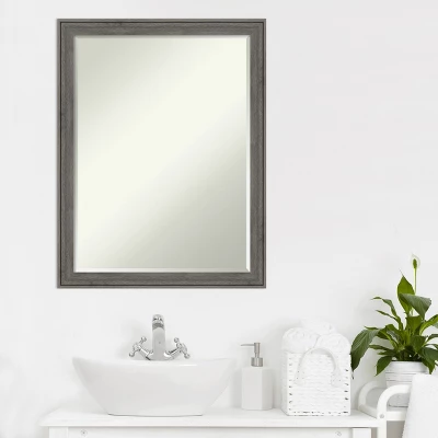 Amanti Art Regis Barnwood Narrow Petite Bevel Wood Bathroom Wall Mirror - Image 6