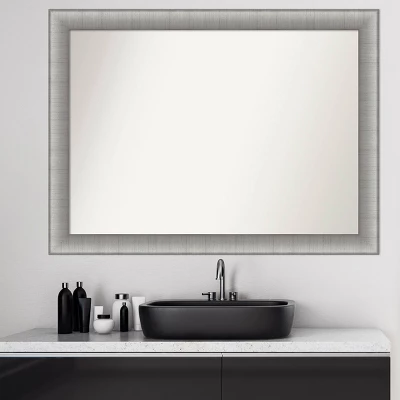 43" X 32" Non-Beveled Elegant Bathroom Wall Mirror Brushed Pewter - Amanti Art - Image 8