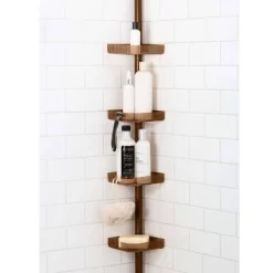 4 Tier Tension Corner Shower Caddy Bronze - Bath Bliss