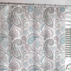 Floral Swirls Shower Curtain Blue/Gray - Cassadecor