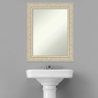 24" X 30" Non-Beveled Fair Baroque Wood Bathroom Wall Mirror Cream - Amanti Art - Image 4