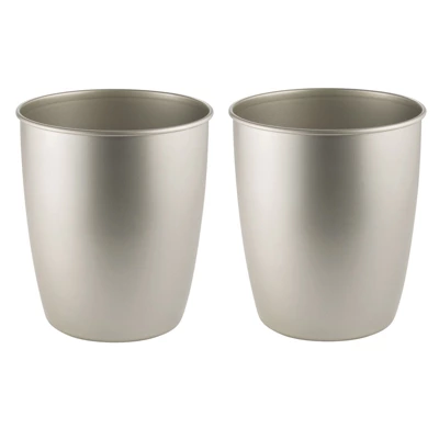 MDesign Round Metal Trash Can Wastebasket, Garbage Container, 2 Pack - Image 6