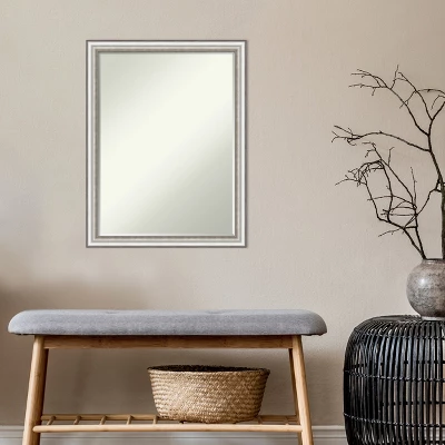 Amanti Art Salon Silver Narrow Petite Bevel Bathroom Wall Mirror 26.5 X 20.5 In. - Image 5