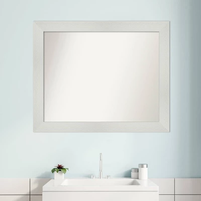 33" X 27" Non-Beveled Mosaic Bathroom Wall Mirror White - Amanti Art - Image 8
