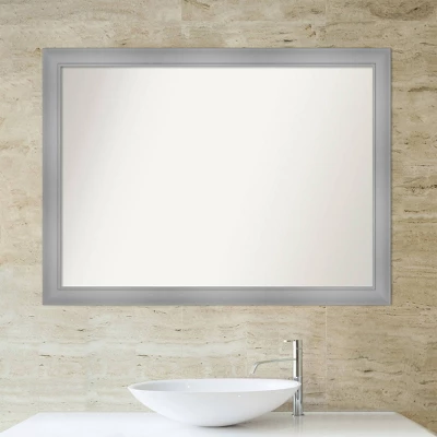 42" X 31" Non-Beveled Flair Bathroom Wall Mirror Polished Nickel - Amanti Art - Image 5