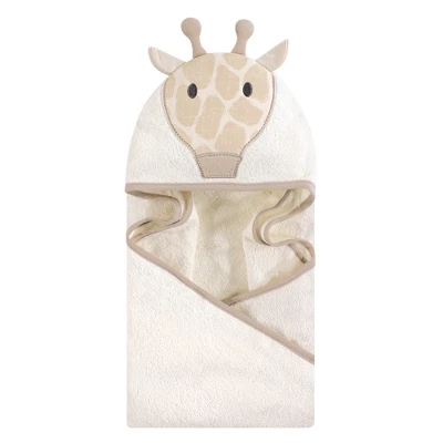 Hudson Baby Infant Cotton Animal Face Hooded Towel, Modern Giraffe, One Size