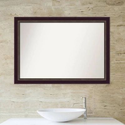40" X 28" Non-Beveled Signore Bronze Wood Bathroom Wall Mirror - Amanti Art - Image 4