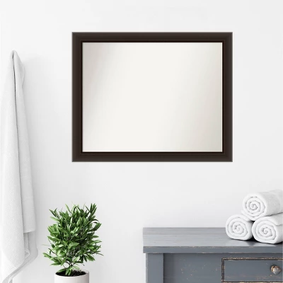 32" X 26" Non-Beveled Romano Espresso Narrow Wood Bathroom Wall Mirror - Amanti Art - Image 6