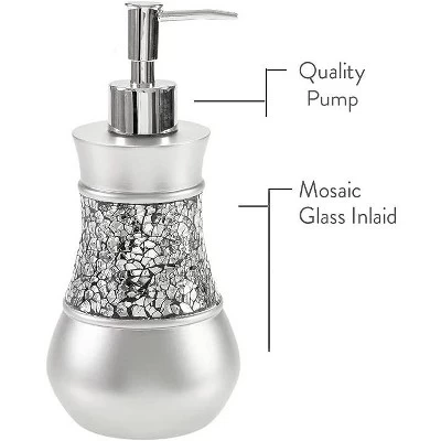 Creative Scents Gray Bathroom Silver Mosaic Glass Accessories Set - Image 3